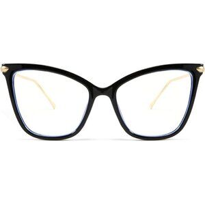 🔥 Feisedy Oversized Glasses Women Black Cat Eye Frame Light Blocking Eyewear